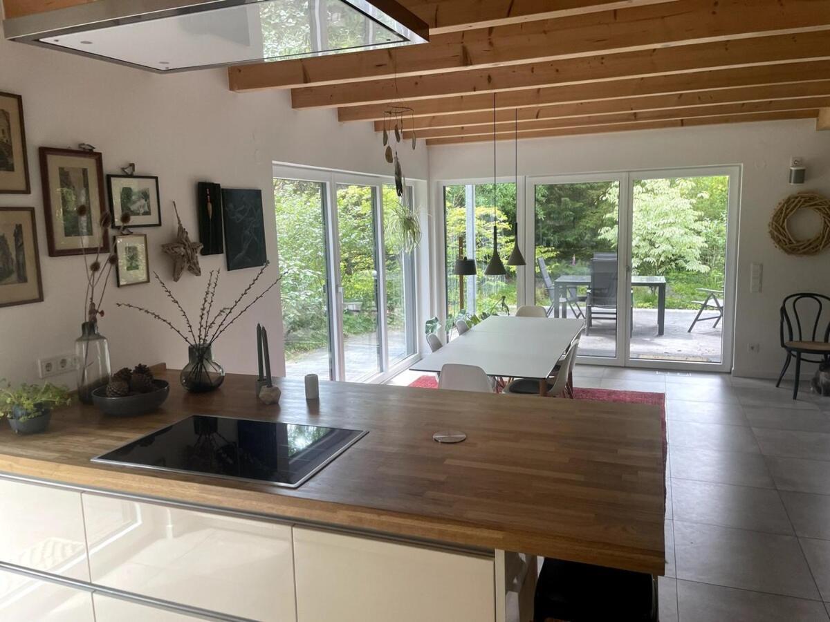 Modernes Holzhaus Im Skandinavischen Stil Mit Sauna, Garten Und 2 Katzen Norderstedt Eksteriør billede
